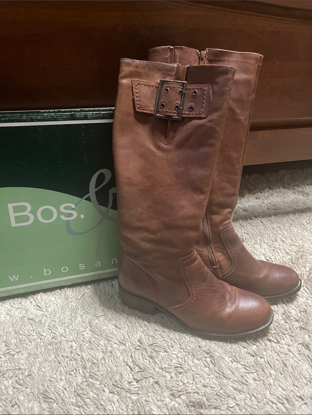 Bos. & Co. Tall Buckle Riding Boots in Chestnut Brown